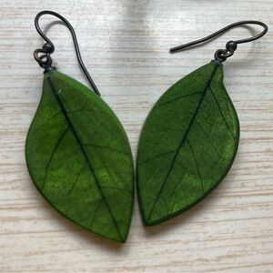 Green Leaf Lightweight Resin Earrings